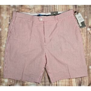 Bocaccio Golf Mens Red Striped Seersucker Shorts Size 42 Relaxed Fit